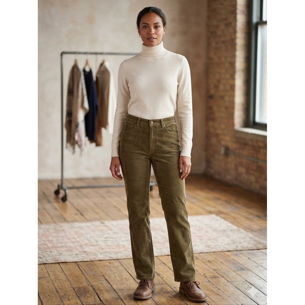 Kensie The Ella High Rise Brown Straight Corduroy Pants